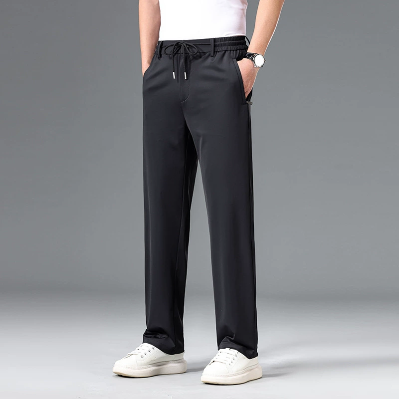 Мужские быстросохнущие повседневные брюки из ледяного шелка, лето 2025, тонкие полугибкие прямые дышащие брюки в стиле Essential