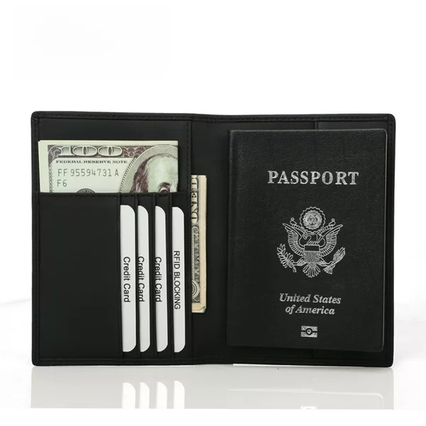 Cross-Border Genuine Leather Passport Holder New Rfid First-Layer Cowhide Men's and Women's Boarding Card Passport Book Cosmetics Bag Protective Cover