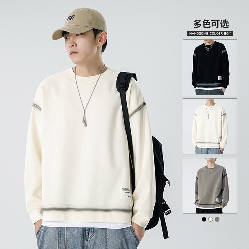Dropshipping men's crew neck sweatshirt 2026 autumn and winter loose trendy brand casual two-piece top for young and middle-aged men Dropshipping men's crew neck sweatshirt 2026 autumn and winter loose trendy brand casual two-piece top for young and middle-aged men