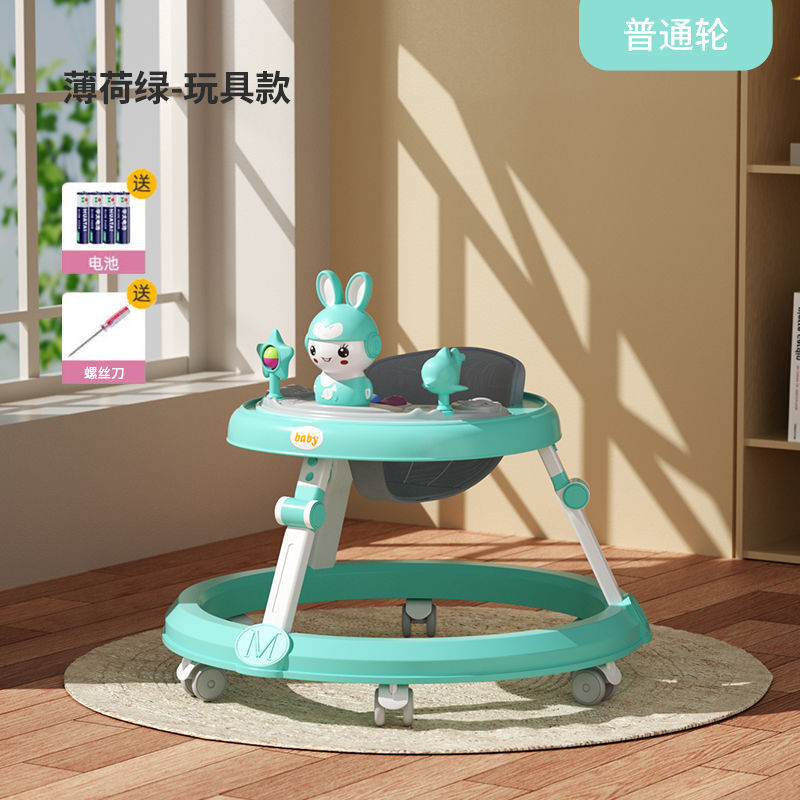 6~18개월 아기에게 적합한 민트 그린 - 일반 바퀴 장난감 트레이 + 음악 및 조명