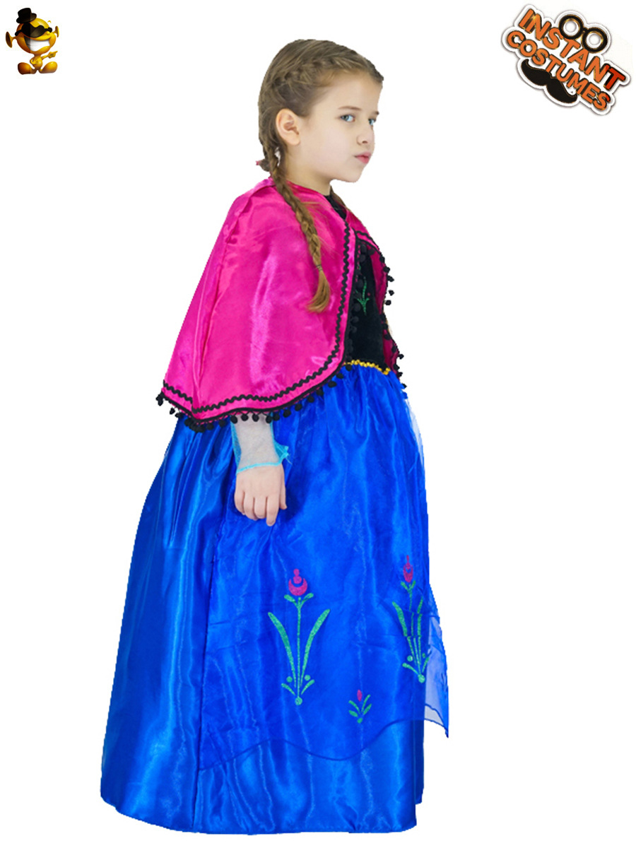 Niña princesa vestido Halloween niños fiesta vestido Cosplay bola niña vestido azul con capa