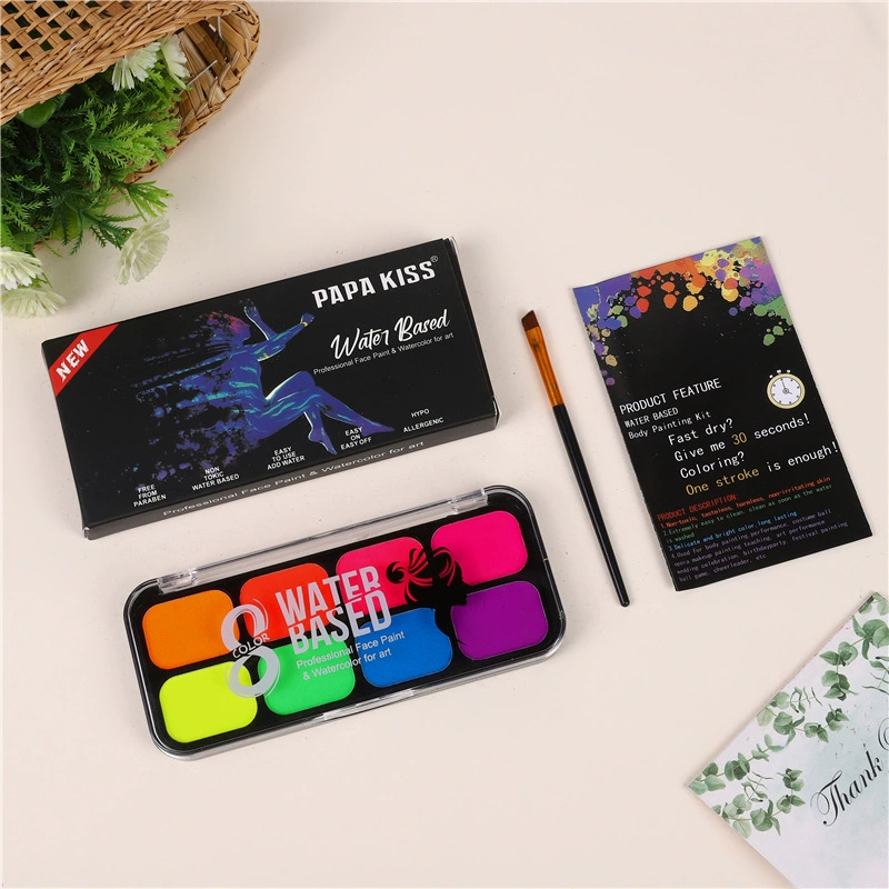 Cross -border fluorescent 15 -color water -soluble human body painted Halloween World Cup fans quickly dry face color pigment hot sale
