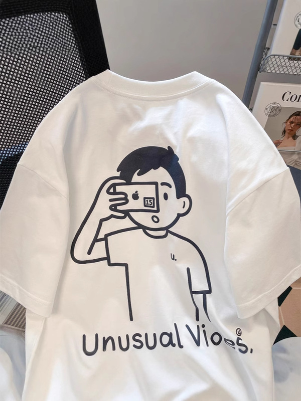 欧货潮牌趣味卡通短袖T恤男女夏季宽松复古小众chic港味体恤上衣|undefined