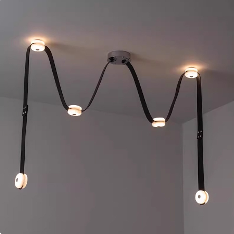 Sensación de alto nivel de cinturón minimalista sala de modelo elegir lámpara candelabro hueco diseñador italiano loft edificio dúplex sala de estar comedor luz