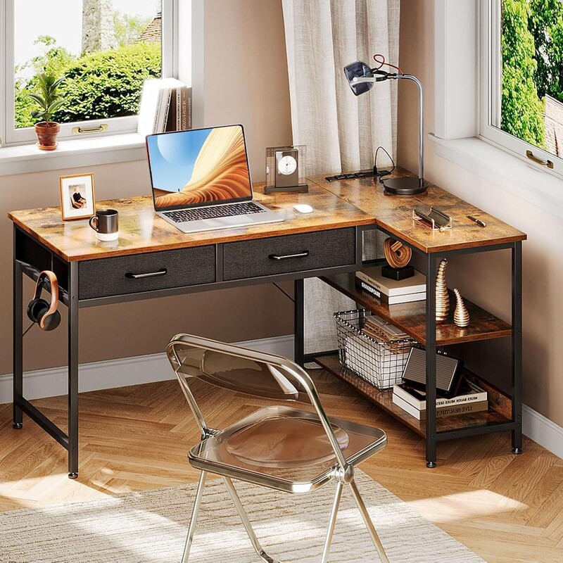 L-Shaped Computer Desk Workbench with Drawer Plug-In Small Space Small Office Desk Multi-Color Optional Factory Direct Supply