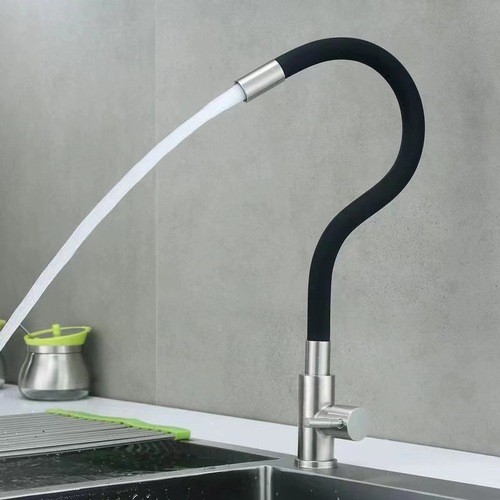 304 stainless steel single cold water faucet colored brushed swivel anti-splash kitchen sink faucet