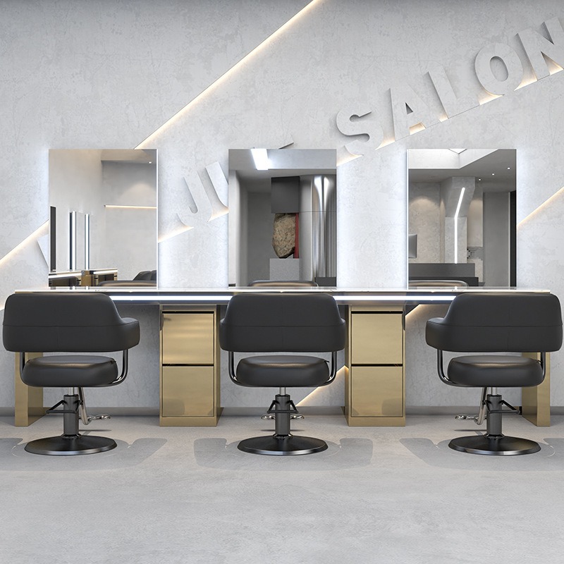 Barbería de alta calidad espejo red salón de peluquería espejo tabla especial de acero inoxidable mármol cortadora tabla de permafrada