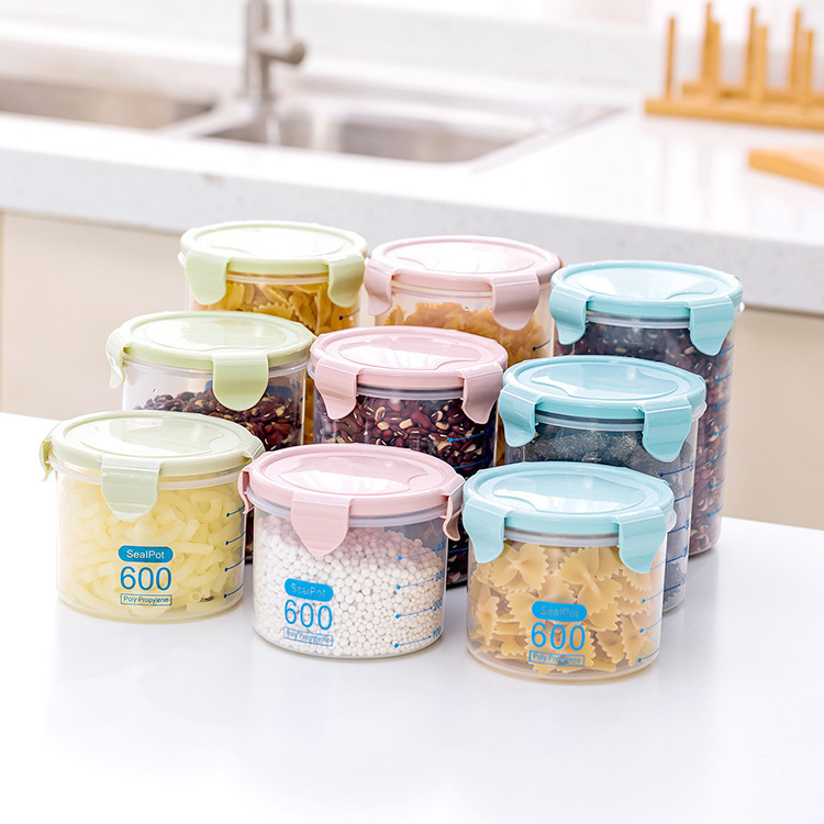 キッチン収納透明食品保存缶蓋付きプラスチック五穀雑穀スナック収納ケース|undefined