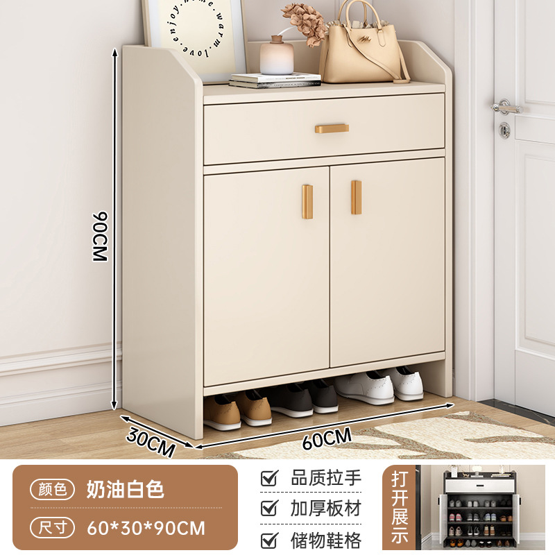Pequeño gabinete de zapatos de viento crema nuevo tipo 2025 gabinete de almacenamiento de puerta doméstica integrado contra la pared pasillo interior rack de zapatos image 16