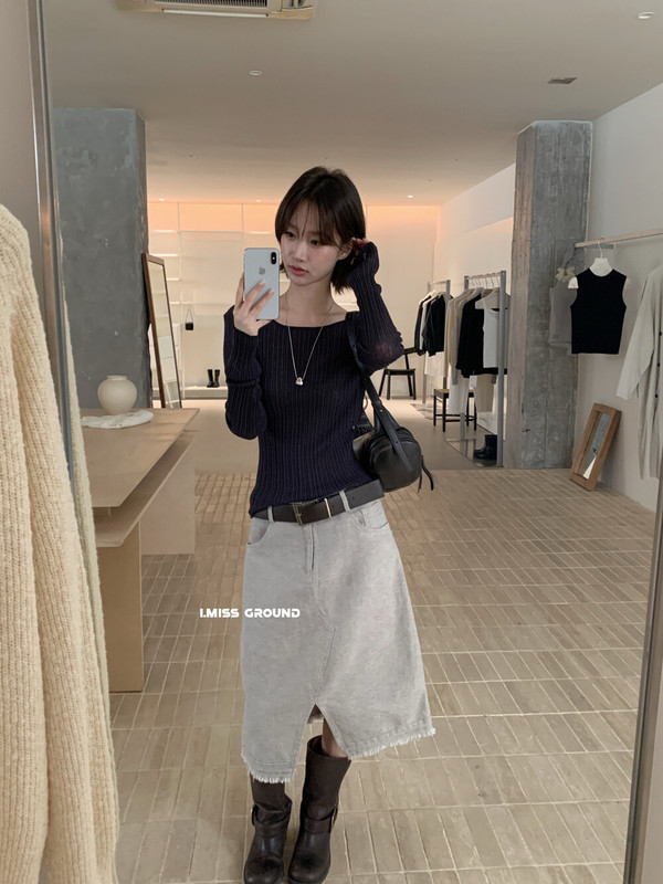 imiss 韩系舒适24%亚麻圆领针织衫2025秋季新款简约日常弹性上衣|undefined