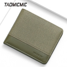 秋季新品2025短款男士钱包压印帆布PU纹跨境大钞位零钱卡包一体