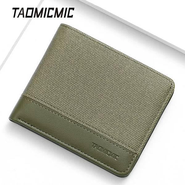 Autumn New Product 2025 Short Men's Wallet Embossed Canvas Pu Pattern Cross-Border Large Bill Slot Coin Card Holder All in One