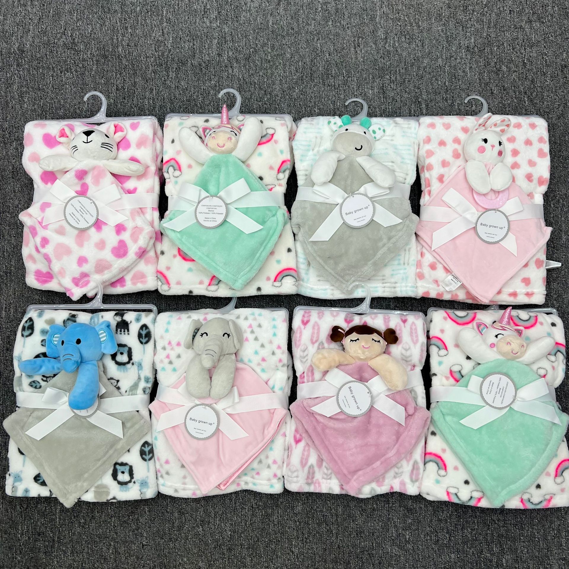 Cross-Border Baby Coral Velvet Blanket Set 0.1kg Soft Cartoon Shaped Elephant Rabbit Baby Comfort Towel