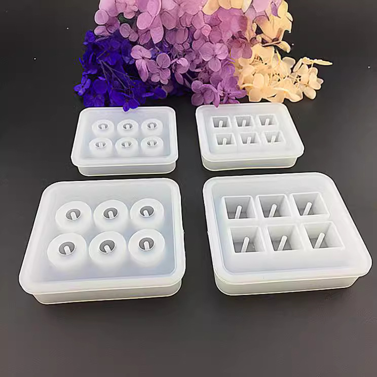 Cristal epoxi cuentas molde de silicona con agujeros DIY joyería hecha a mano cubo colgante bola cubo hielo modelo