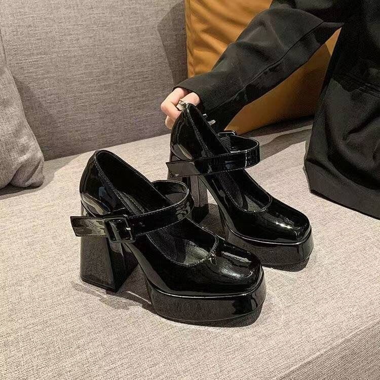 American-Style High Heels with a New Design, Niche French Style, Mary Jane Shoes for Petite Individuals, Black Jk Shoes American-Style High Heels with a New Design, Niche French Style, Mary Jane Shoes for Petite Individuals, Black Jk Shoes