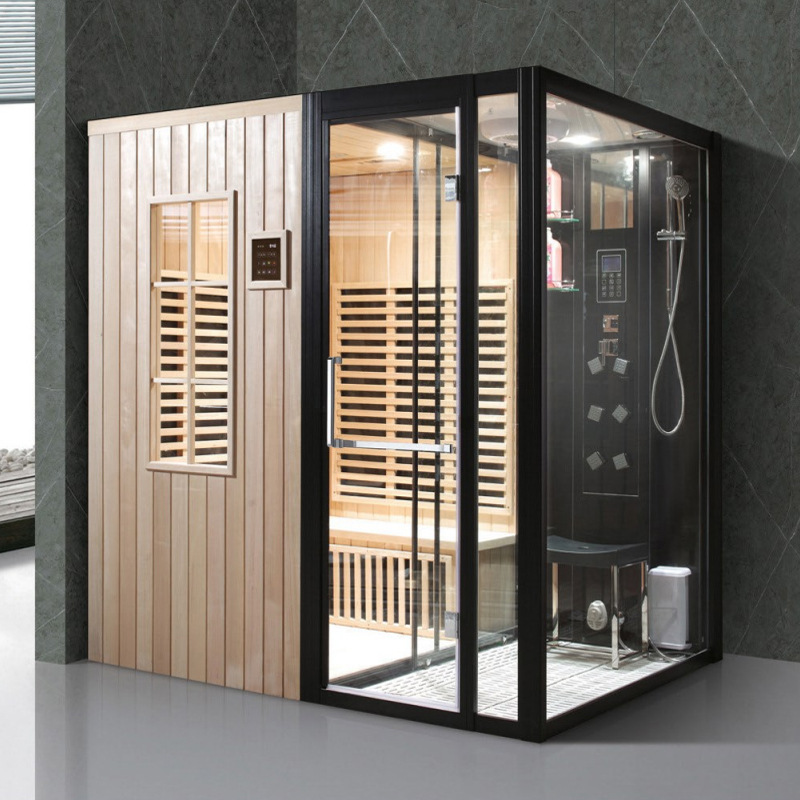 Ducha húmeda y seca sala de combinación sauna integrado de doble uso multifuncional luz onda sala de ducha saunaroom