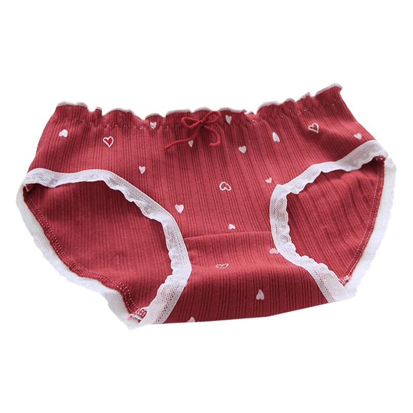 Preciosa ropa interior de niña de oreja de madera roja de fresa entrepierna de algodón puro calzoncillos de cintura media ropa interior de mujer al por mayor 2801