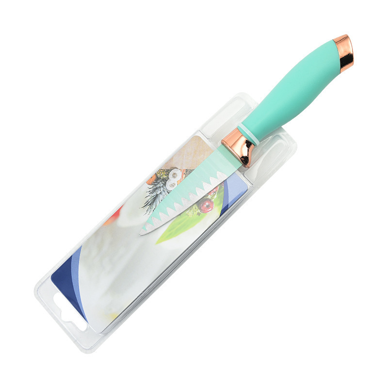 Comercio exterior Venta caliente cuchillo de pintura Doble galvanoplastia cabeza mango patrón de onda cuchillo de cocina cuchillo de acero inoxidable de doble cara de succión