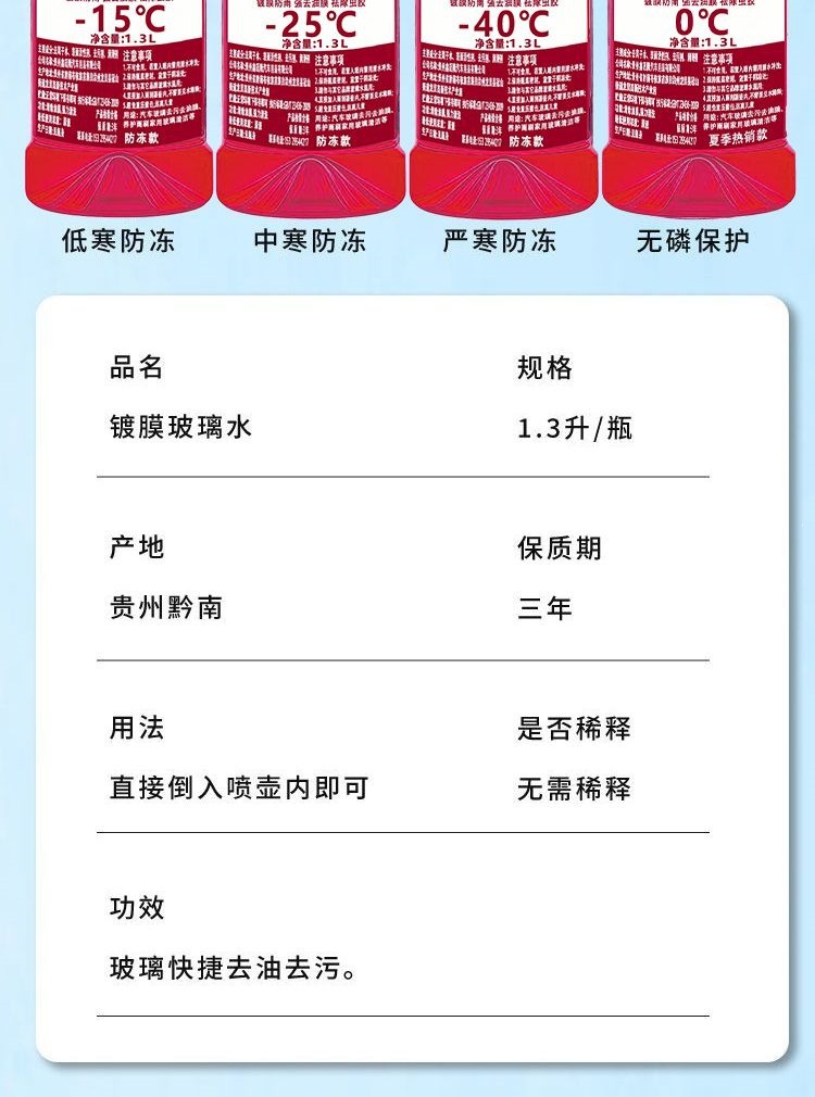 Full box of car windshield washer fluid for summer oil film and insect residue removal, winter antifreeze, suitable for all seasons