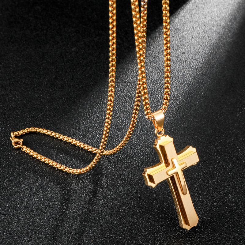1 Piece Quantity Street Occasion Hip-Hop Cross 304 Stainless Steel Plating Men'S