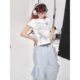 American-style White Shoulder Short-sleeved T-shirt Women's Summer Design Sense Niche Slim-fit Slimming Y2K Sweet Hot Girls Hooded Top