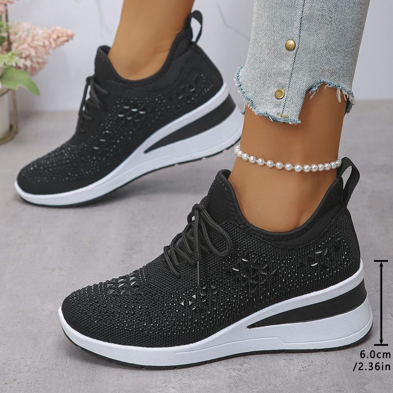 Cross-Border Rhinestone Lace-Up Women's Casual Shoes Low-Top Sports Fashion Style Foreign Trade Wholesale Daily Commuting Suitable for Comfort Cross-Border Rhinestone Lace-Up Women's Casual Shoes Low-Top Sports Fashion Style Foreign Trade Wholesale Daily Commuting Suitable for Comfort