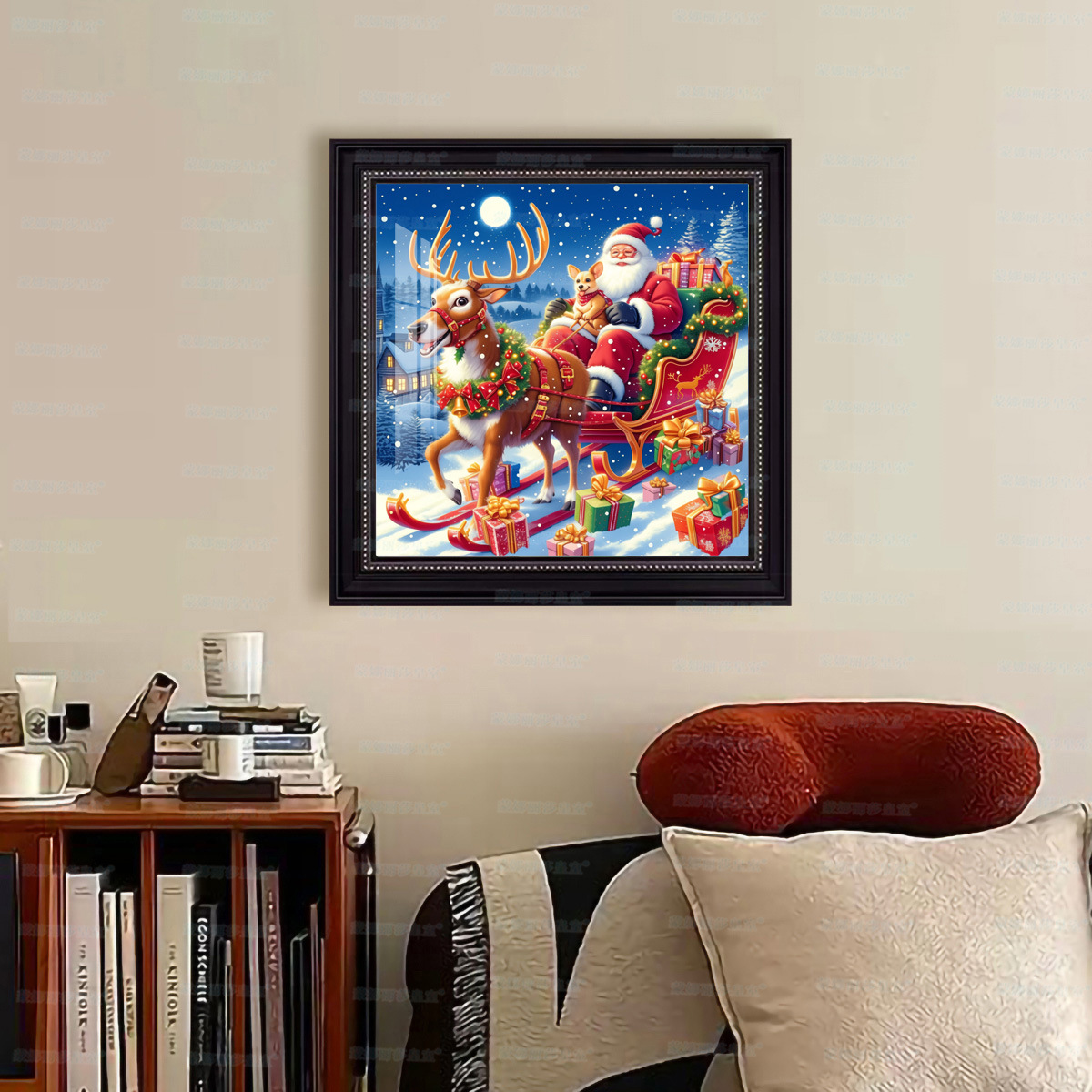 Mona Lisa Real Santa Claus regalo de bordado cruzado nuevo moderno paisaje de nieve estilo europeo hermoso bordado a mano de ensueño image 2
