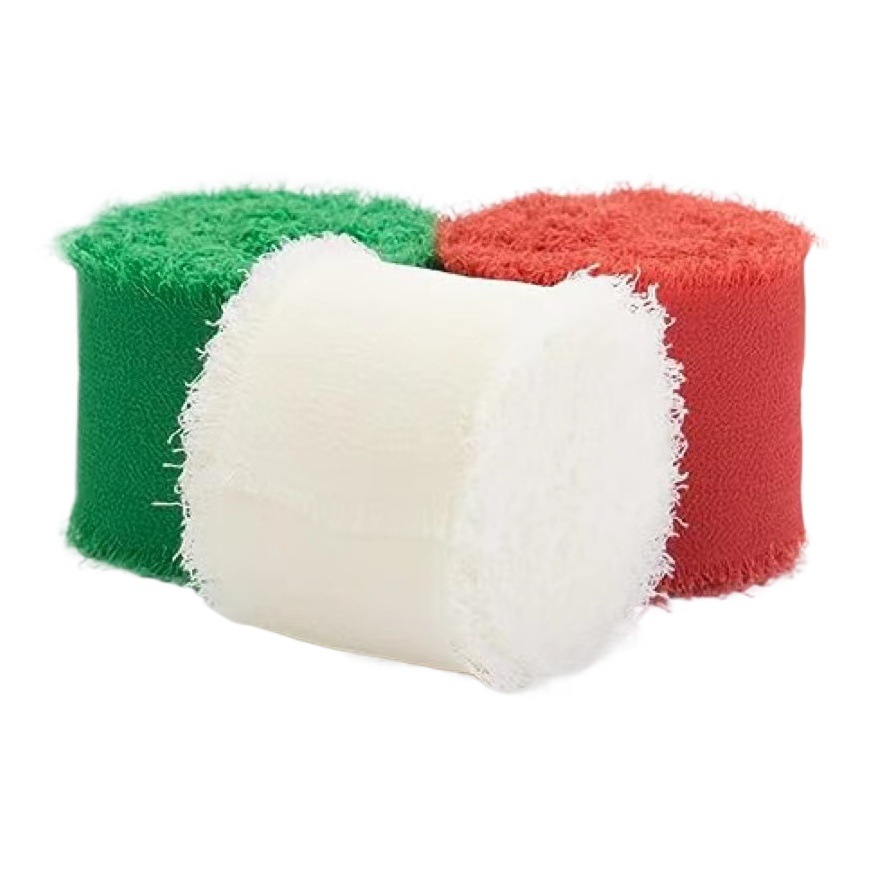 INS deshilachado gasa cinta ramo de la boda borla cinta arco decoración hilo de nieve tira de tela de seda