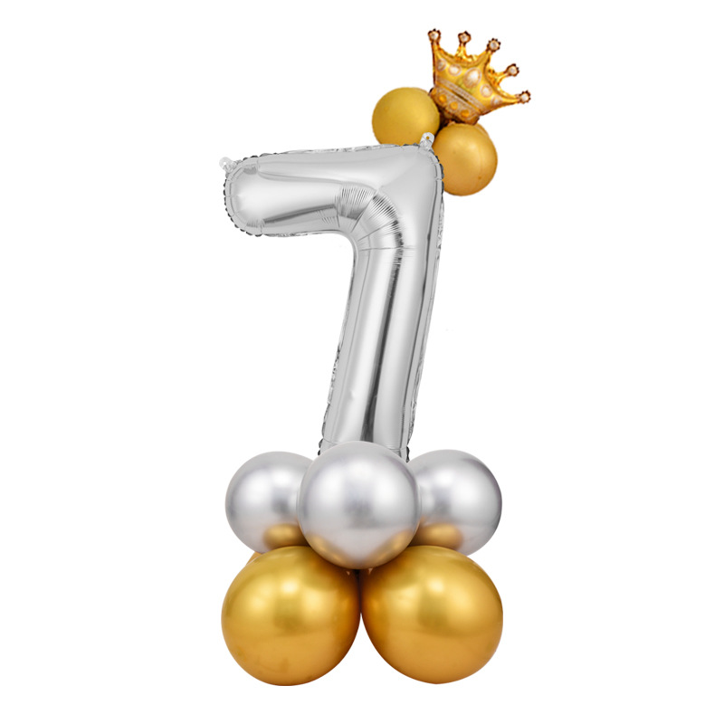 0-9 cumpleaños digital globo columna bebé un mes de edad diseño carretera globo fiesta decoración corona película de aluminio