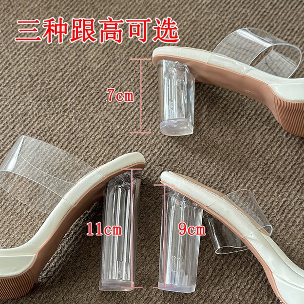 Thick-Soled Waterproof Transparent High-Heeled Shoes for Women 2024 New Sexy Crystal Chunky Heel Sandals for Summer Outdoor Wear Thick-Soled Waterproof Transparent High-Heeled Shoes for Women 2024 New Sexy Crystal Chunky Heel Sandals for Summer Outdoor Wear