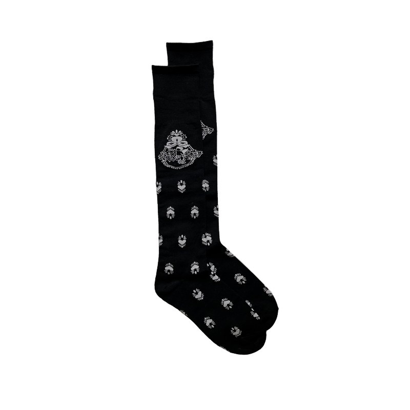 2025d 2025d MONA Mercerized Cotton Angel Heart Jacquard Long Trendy Brand Runway Personality Women's Calf Socks_voghion.com