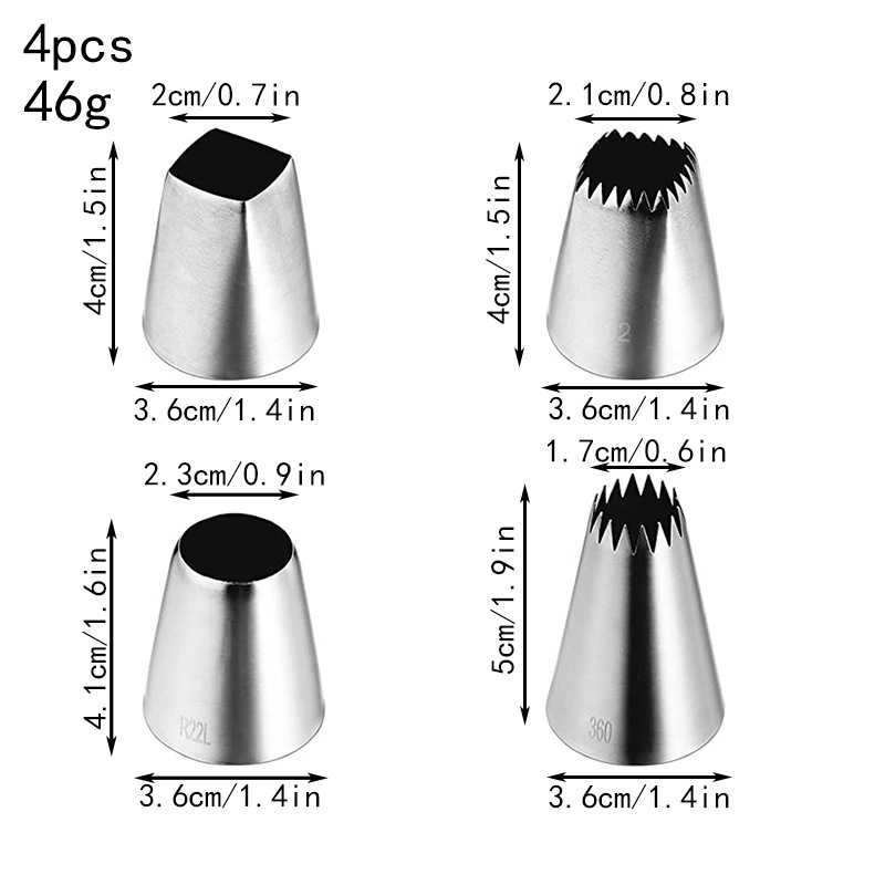 Juego de boca decorada de acero inoxidable 6 dientes 8 dientes 10 dientes 18 dientes boca de flor grande y mediana boca de flor superior de nieve boca de flor de crema