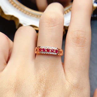 New natural ruby ring S925 silver inlaid main stone 2*2mm Joker net red explosions women's jewelry wholesale