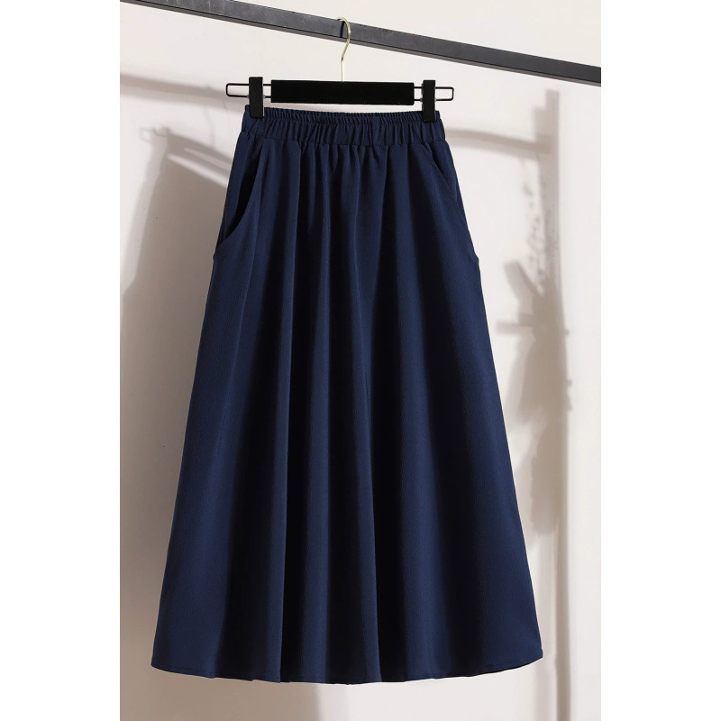 Новая эластичная однотонная юбка с высокой талией Dopamine, юбка-зонтик, утягивающая талию, свободная юбка средней длины больших размеров с карманами