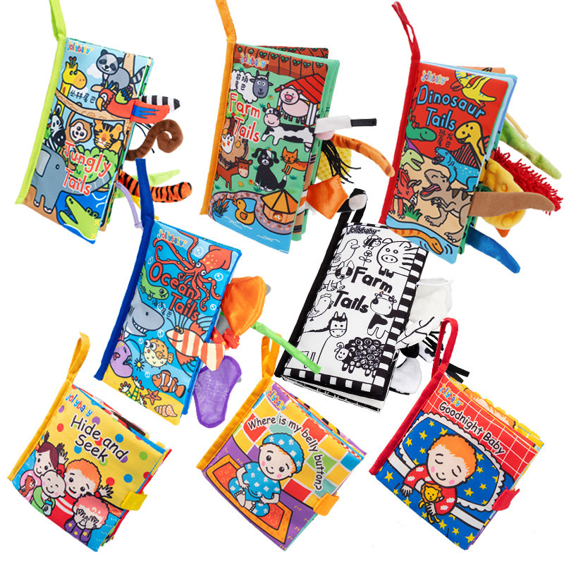 Jollybaby libro de tela de cola Animal bebé juguetes tridimensionales educación temprana cognitiva tridimensional libro de tela juguetes de educación temprana