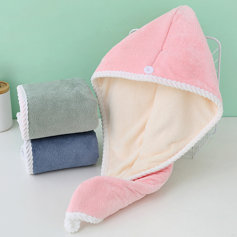 干發帽吸水雙層雙面加厚包頭巾家用洗頭髮擦頭髮彩色毛巾浴帽