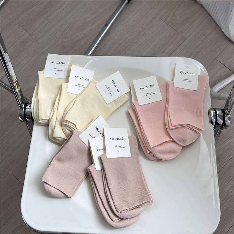 35g Weight Socks Classification Socks Lingerie Type Cotton Fabric Type Stretchy Elasticity A Pair Quantity Daily Occasion Comfort Function Solid Color Pattern All Seasons Season Women's Gender Simple Style Style Simple Style Women's Solid Color Cotton Crew Socks A Pair 12