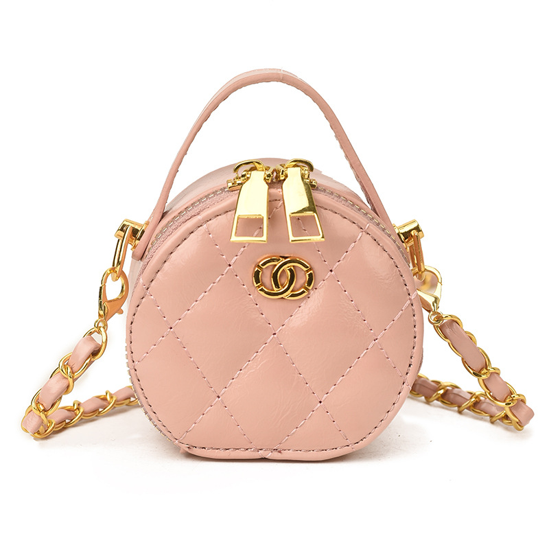 Bolsa de hombro para bebés de color sólido de moda diamante exquisita mini bolsas redondas para niños y niñas 2026 nuevos accesorios para niños