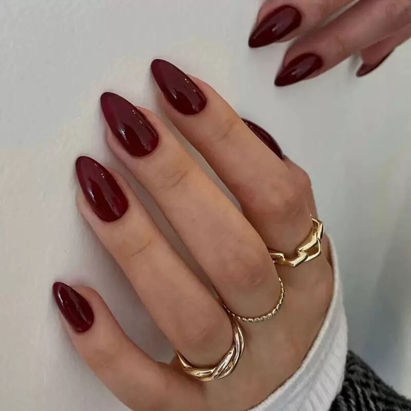 Burgundy fake nails, almond-shaped nails, water drop nails, solid color pointed nails, nail art patches, nail stickers, foreign trade nails, 30 pieces Burgundy fake nails, almond-shaped nails, water drop nails, solid color pointed nails, nail art patches, nail stickers, foreign trade nails, 30 pieces