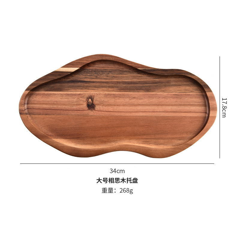 Bandeja de madera de acacia irregular Bandeja de pan de postre horneado de alimentos cocidos Bandeja de queso cocido doméstico de madera maciza