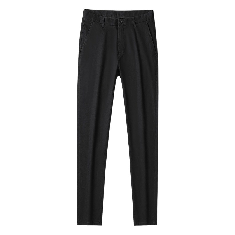 Pantalones de traje casual de algodón para hombres con forro polar slim fit de los hombres de negocios de cercanías rectos sin planchar de color sólido de los hombres pantalones largos