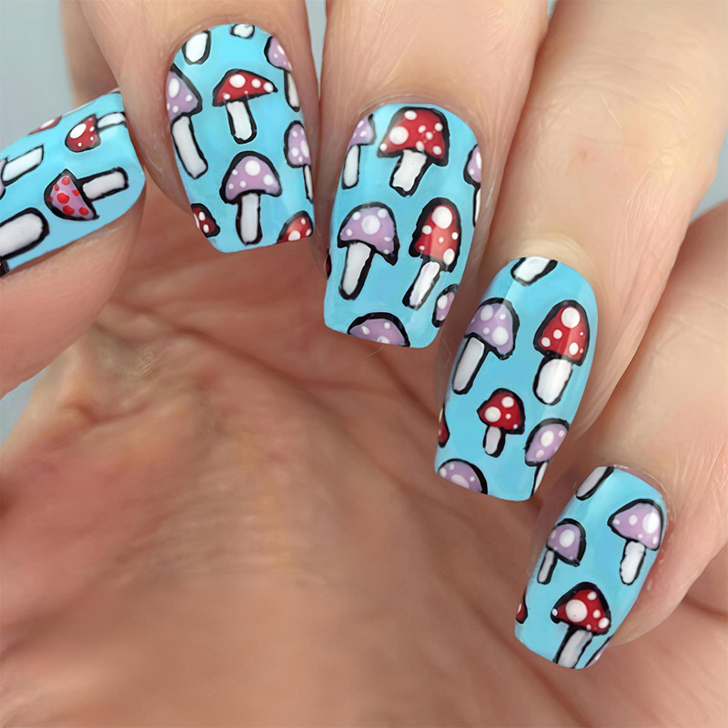 24 Pieces of Cute and Fun Mushroom Doodle Creative Nail Art with White-Enhancing Effect, Versatile and Removable Medium-Sized Press-On Nails 24 Pieces of Cute and Fun Mushroom Doodle Creative Nail Art with White-Enhancing Effect, Versatile and Removable Medium-Sized Press-On Nails