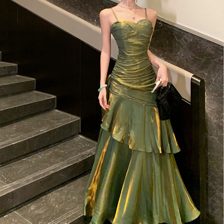 Socialite Delicate Sling dress Spring and Summer 2025 High-class Banquet Dress French Elegant Long Dress