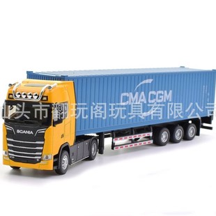 Large Container Truck Alloy Pull-Back Tractor Truck Simulation Toy Car Gift Educational Simulation Pull-Back