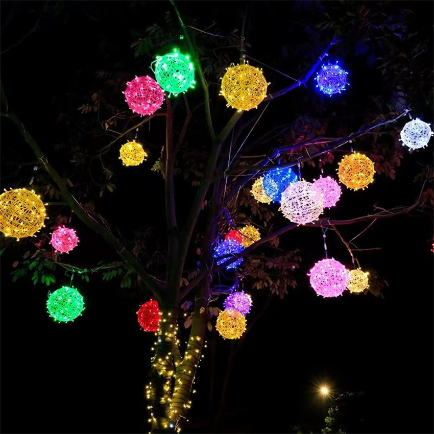 Lámpara de bola de ratán lámpara de modelado LED patio decorativo lámpara de color Navidad vacaciones Lámpara decorativa iluminación al aire libre lámpara de ingeniería paisaje