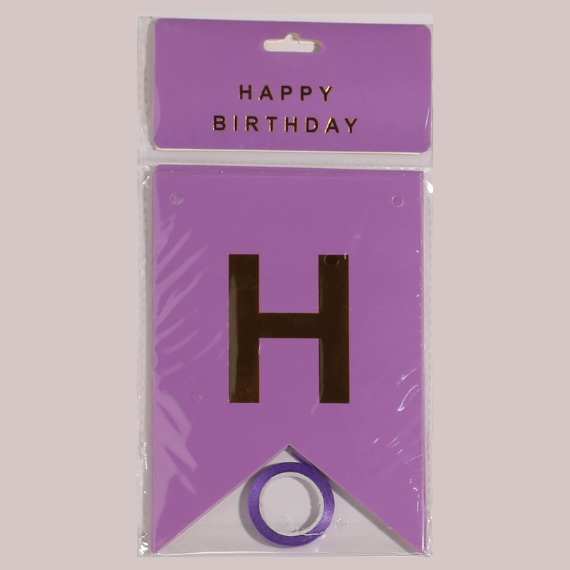 Индивидуальный многоформатный подвесной флаг «Happy Birthday», английские буквы, позолоченные