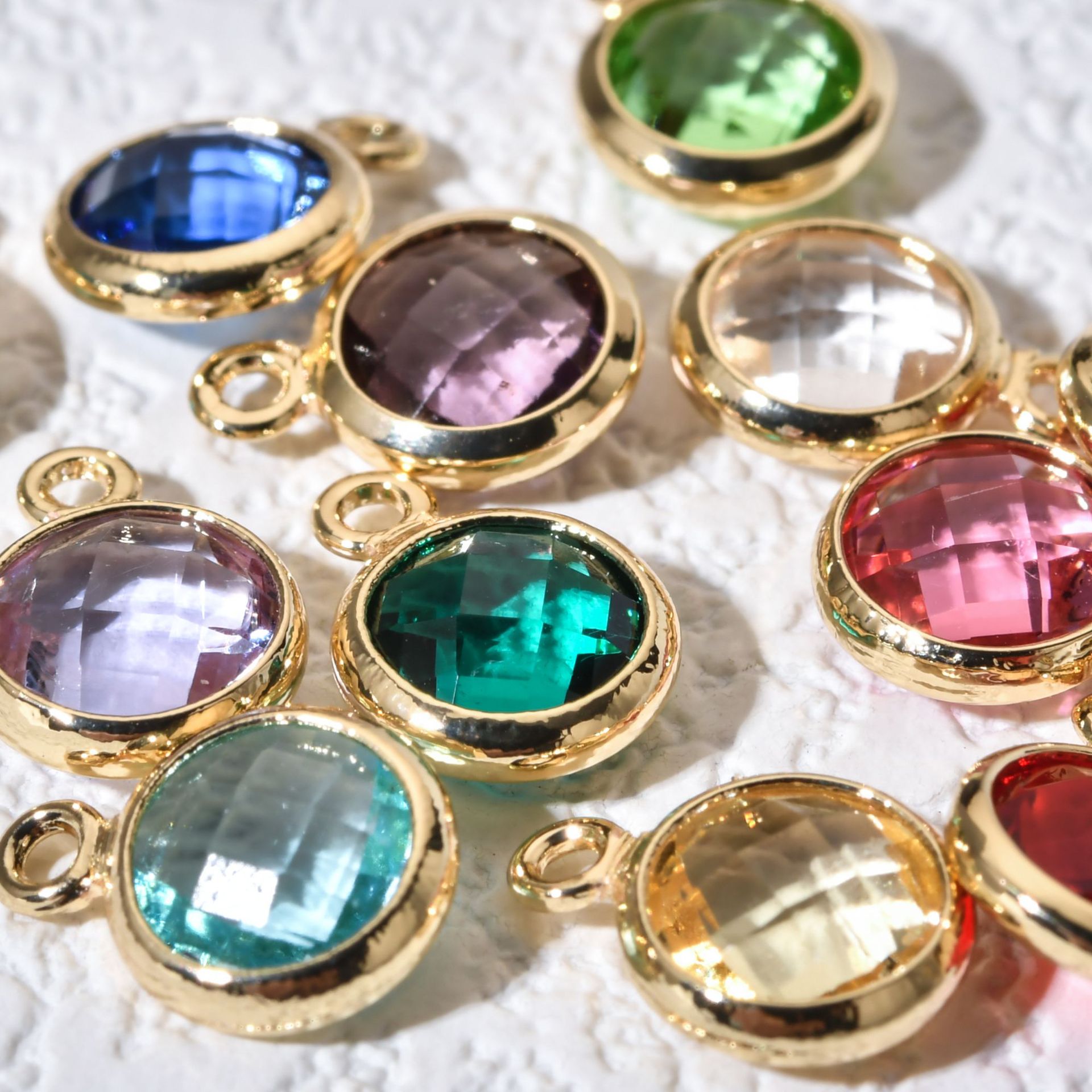 European and American Cross-border Fashion Simple DIY12 birthstone Pendant Women's Light Luxury High-end Necklace Bracelet Pendant