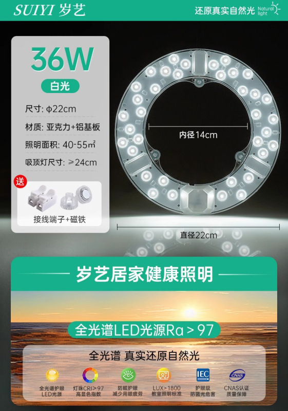 LED シーリングランプ芯フルスペクトル目の保護省エネランプパネル家庭用超高輝度リビングルームラウンドランプパネルランプビーズ光源|undefined