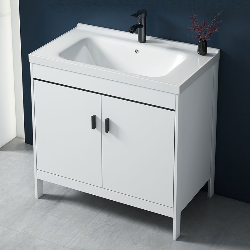 Floor-Standing Space Aluminum Bracket Ceramic Washbasin Cabinet Combination Washbasin Cabinet Simple Small Apartment Home Bathroom