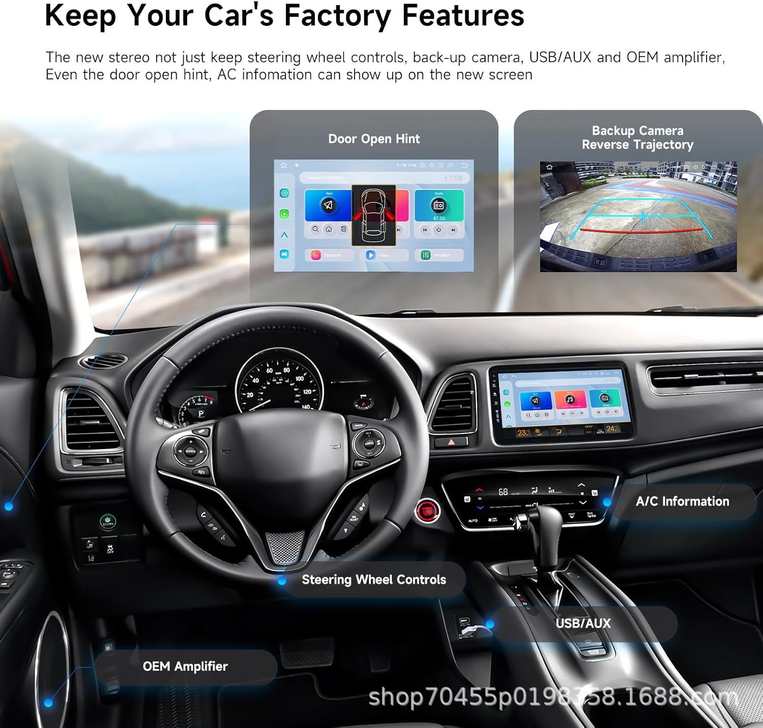 Suitable for Honda XR-V HR-V Binzhi reversing image HD display car Android large screen navigator
